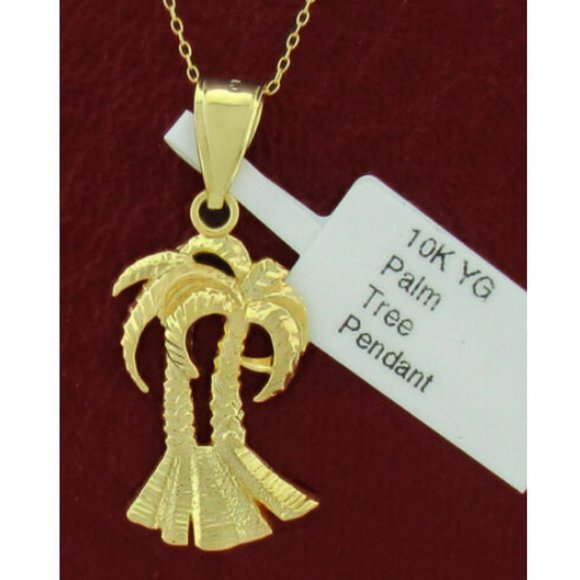 Palm Tree 3D Pendant 10k Yellow Gold